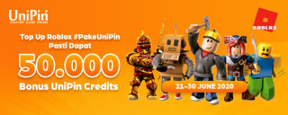 Top up Roblox #PakeUniPin, Pasti dapat bonus 50.000 UniPin Credits!